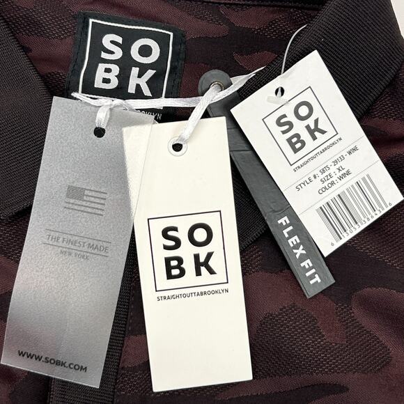 SOBK Straight Outta Brooklyn Camo Polo Shirt Camouflage Flex Fit Red L Large - Picture 6 of 8